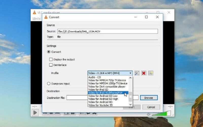 How to make video size smaller via VLC